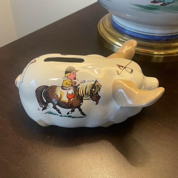 Vintage Szeiler 1967 Norman Thelwell Piggy Bank Cute Collectible Horses Riding - Picture 4 of 8